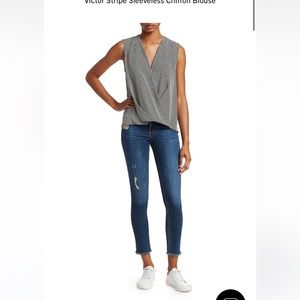 Rag & Bone Victor Stripe Sleeveless Chiffon Blouse
